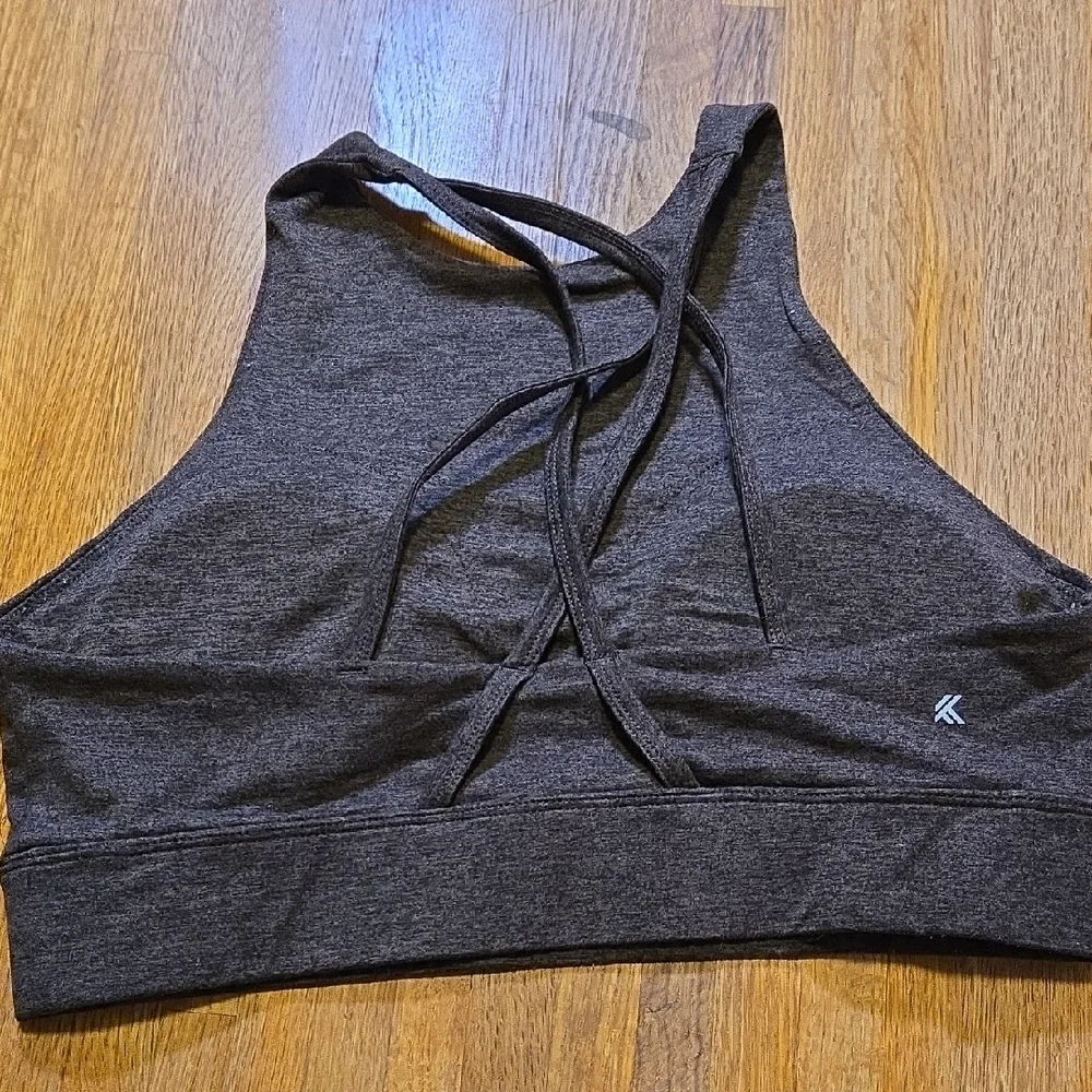 Kyodan Women‎ Medium Heathered Brown Removable Pad Strappy Razorback Sports Bra